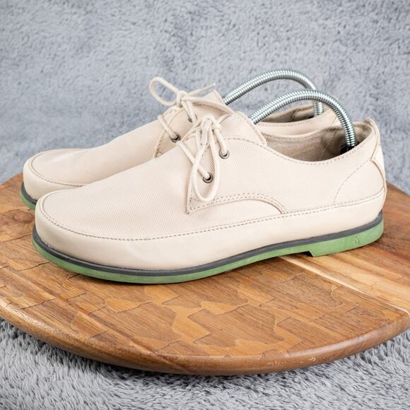 Olukai Honolulu Lace Mesh Casual Shoes in Cream and Green Men's 9 Beach Travel - Picture 3 of 7